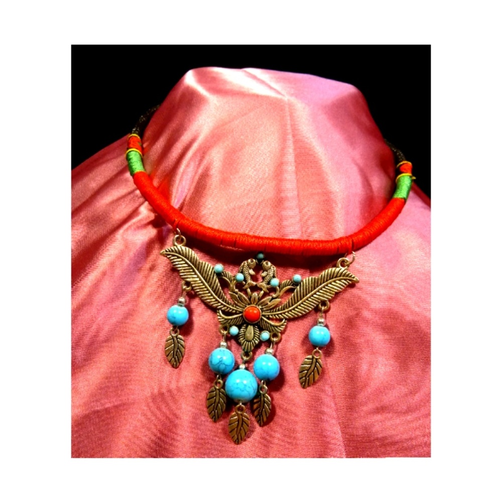 Handmade feather statement necklace